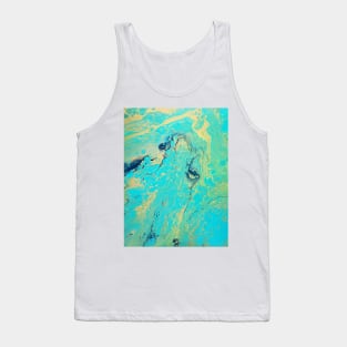 Aqua, blue, yellow acrylic pour Tank Top